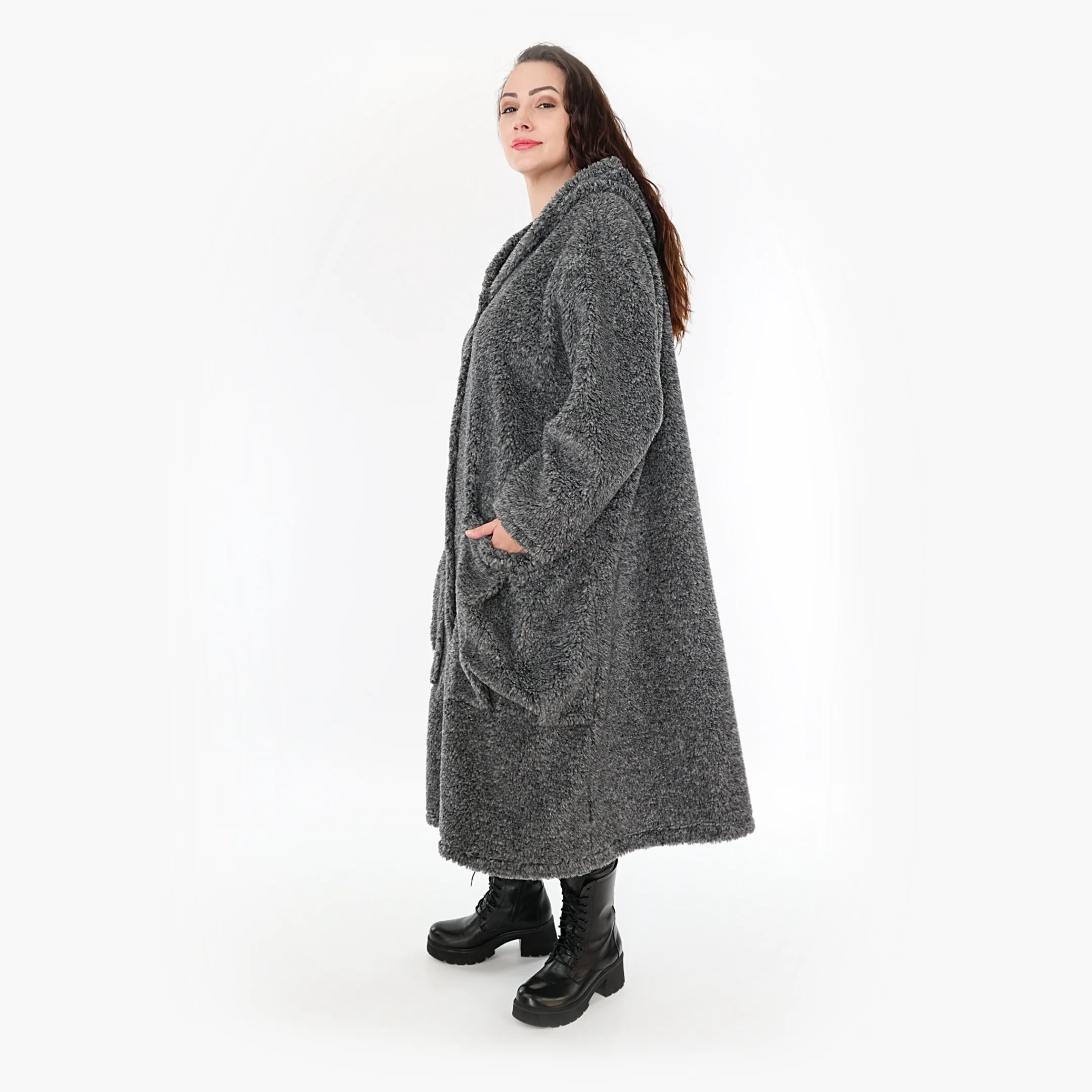  AKH Fashion Mantel in gerader Form, aus Materialmix, 1360.06979, Dunkelgrau, Schick