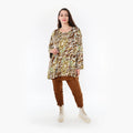  A-Form Bigshirt von AKH Fashion aus Viskose, 1355.00593, Olive-Cognac-Weiß, Muster, Schick