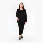  AKH Fashion Jacke in gerundeter Form, aus Bambus, 1356.00130, Schwarz, Schick, Modern