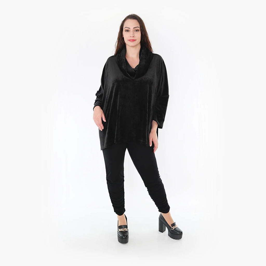  AKH Fashion Bigshirt in kastiger Form, aus Polyester, 1368.03019, Schwarz, Schick, Modern
