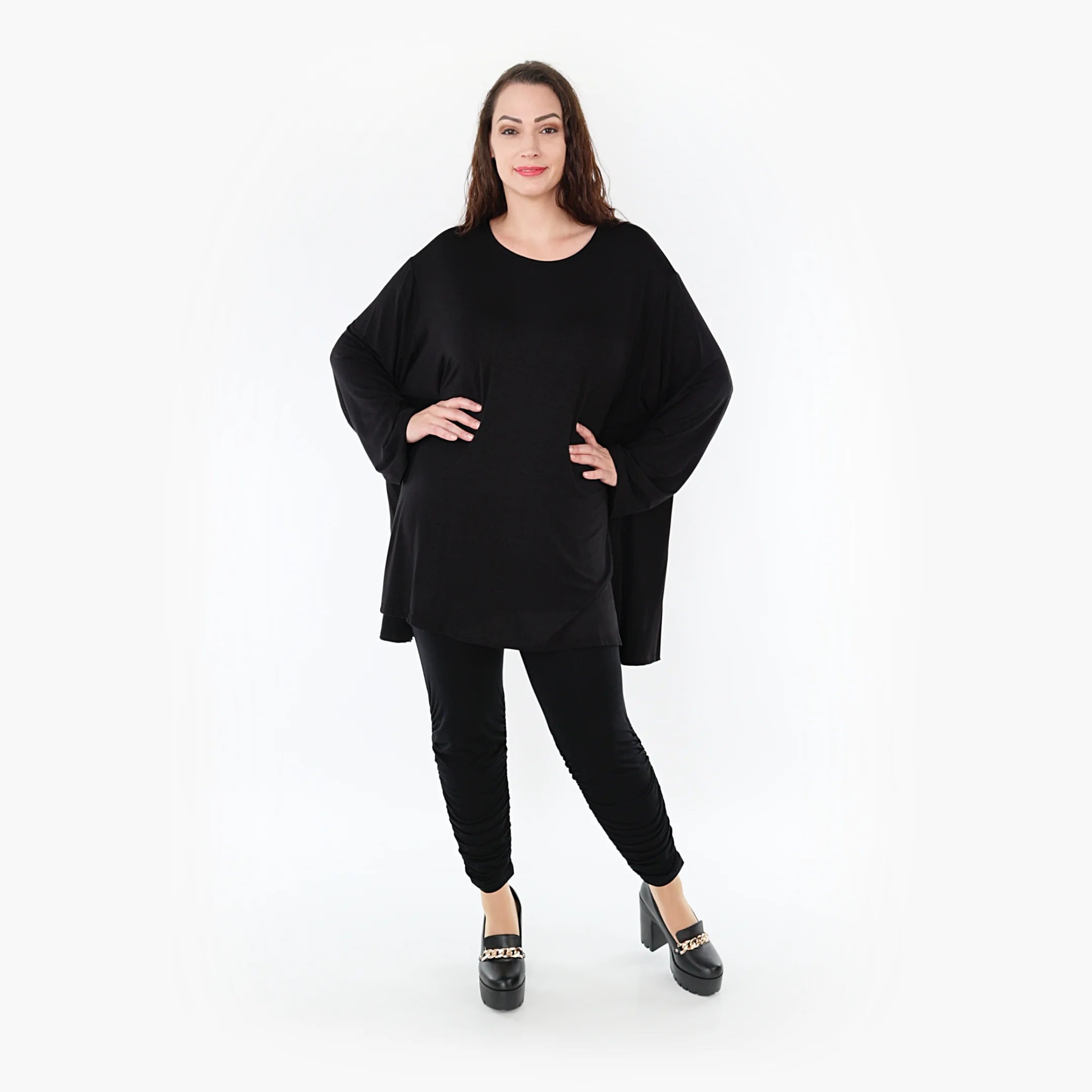  A-Form Bigshirt von AKH Fashion aus Bambus, 1356.00593, Schwarz, Schick, Modern, Bequem