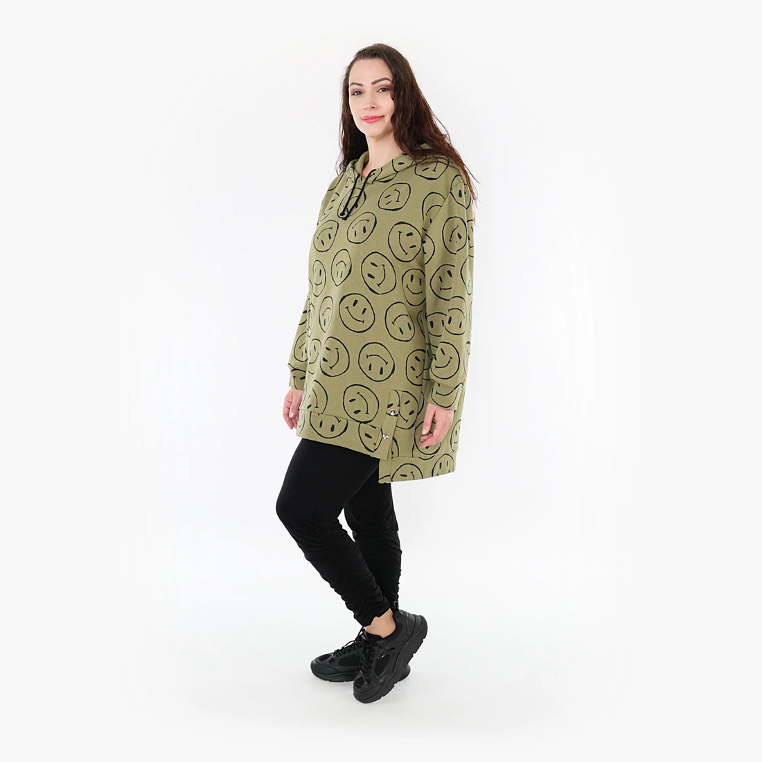  Bigshirt von AKH Fashion aus Baumwolle in gerader Form, 1361.06988, Olive-Schwarz, Schick