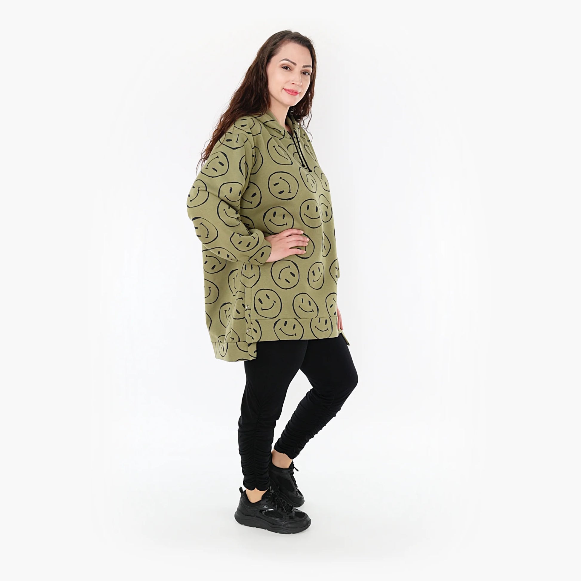  Bigshirt von AKH Fashion aus Baumwolle in gerader Form, 1361.06988, Olive-Schwarz, Schick