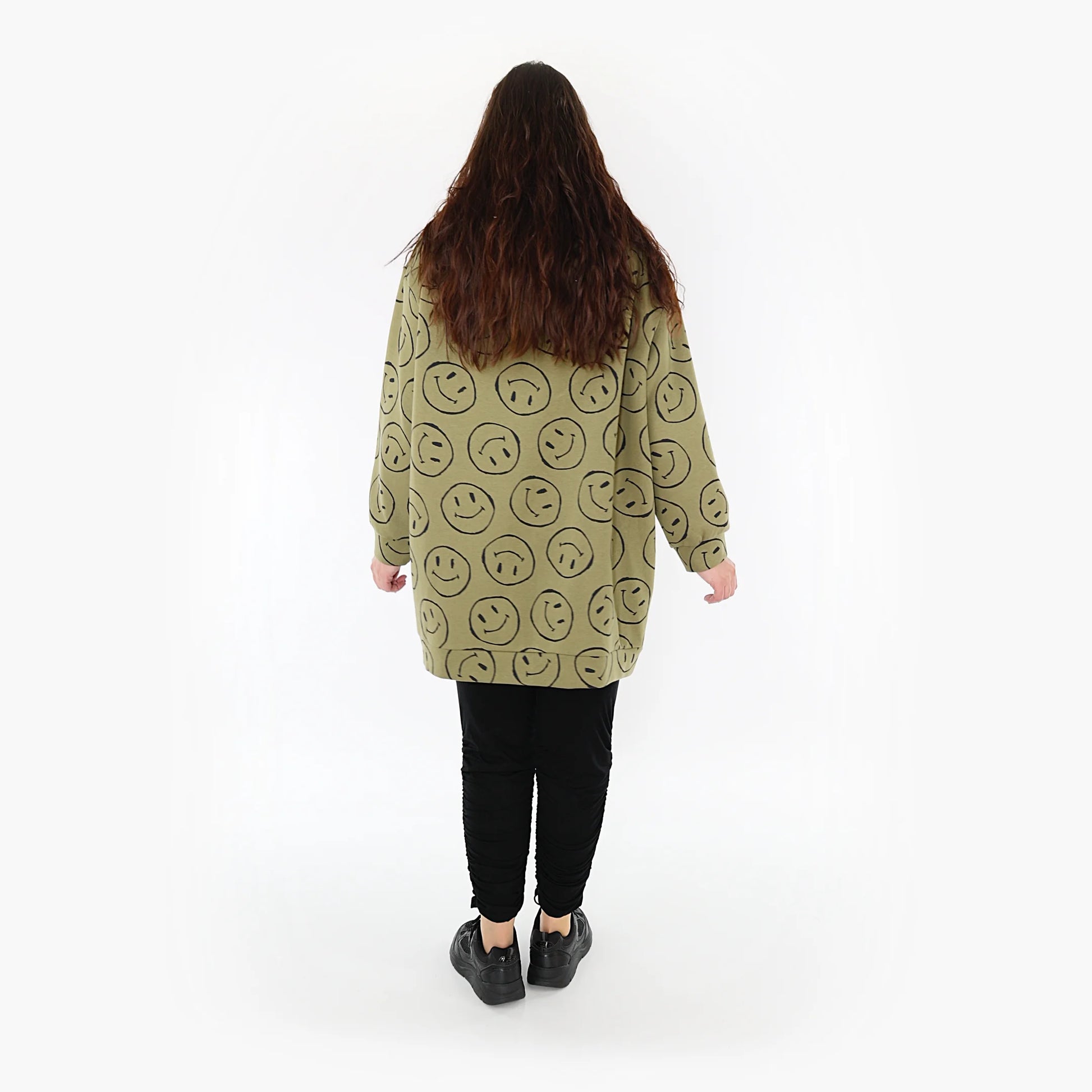  Bigshirt von AKH Fashion aus Baumwolle in gerader Form, 1361.06988, Olive-Schwarz, Schick