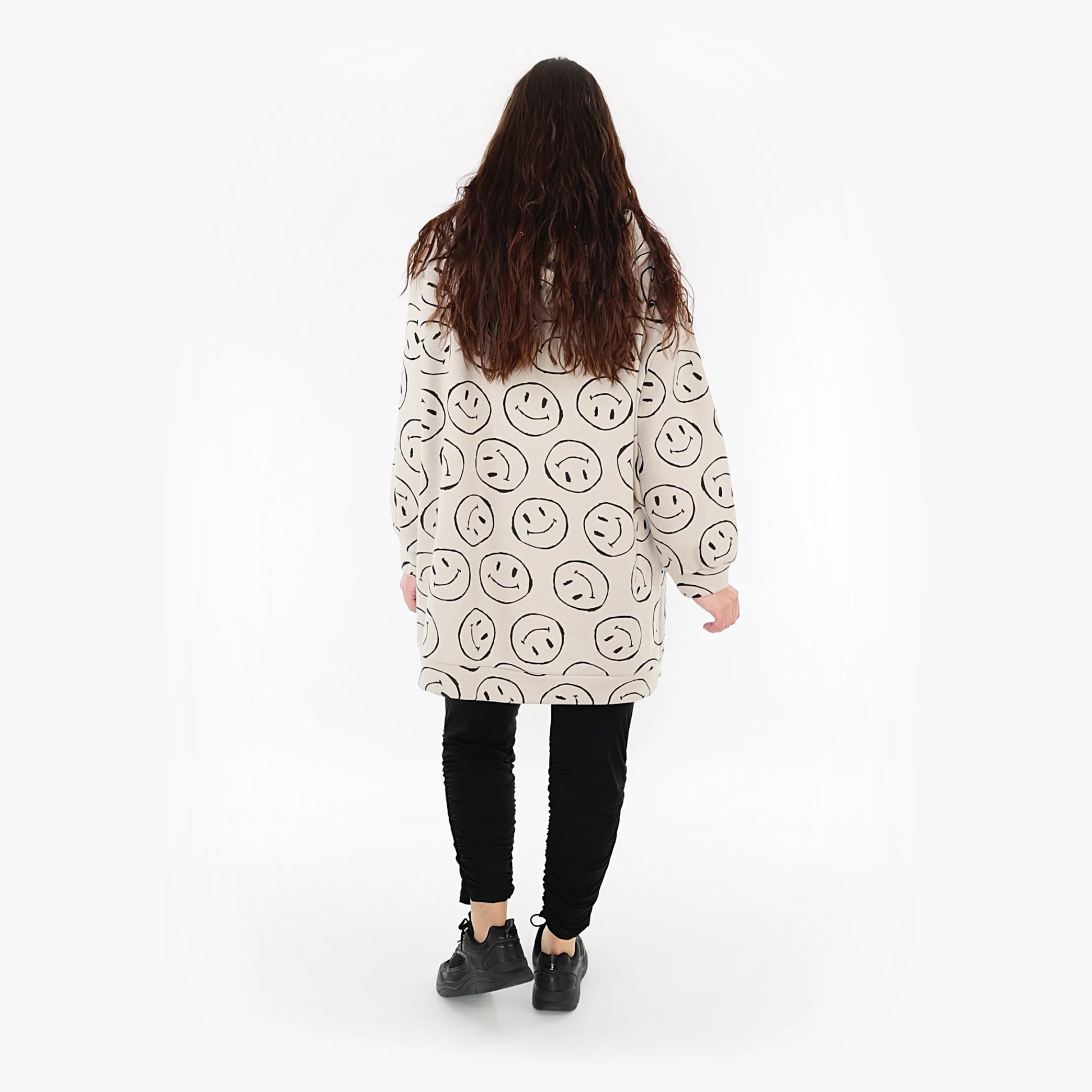  Bigshirt von AKH Fashion aus Baumwolle in gerader Form, 1361.06988, Beige-Schwarz, Schick