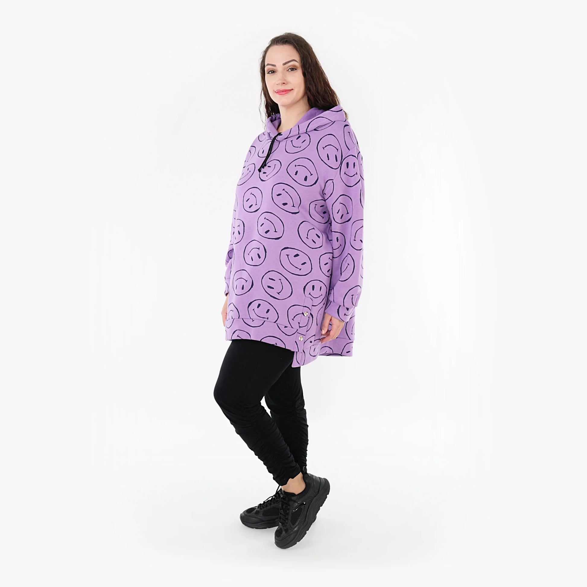  Bigshirt von AKH Fashion aus Baumwolle in gerader Form, 1361.06988, Flieder-Schwarz, Schick