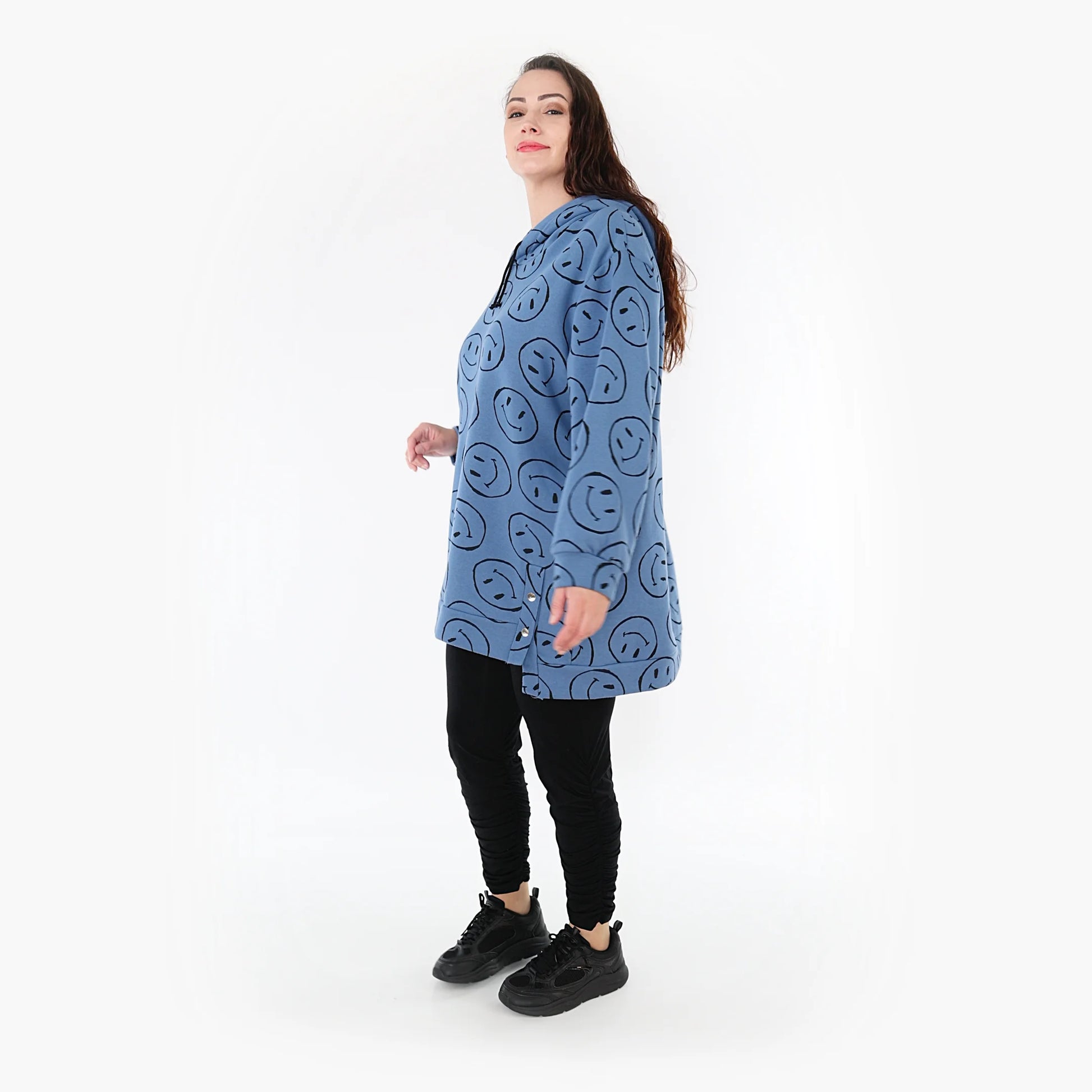  Bigshirt von AKH Fashion aus Baumwolle in gerader Form, 1361.06988, Jeansblau-Schwarz