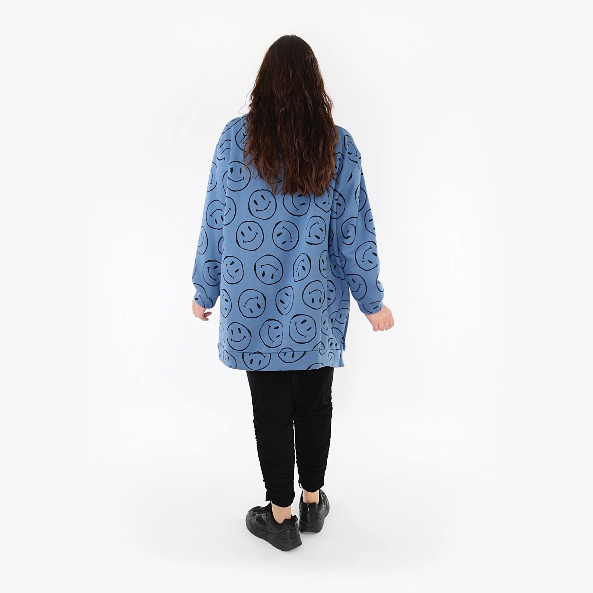  Bigshirt von AKH Fashion aus Baumwolle in gerader Form, 1361.06988, Jeansblau-Schwarz