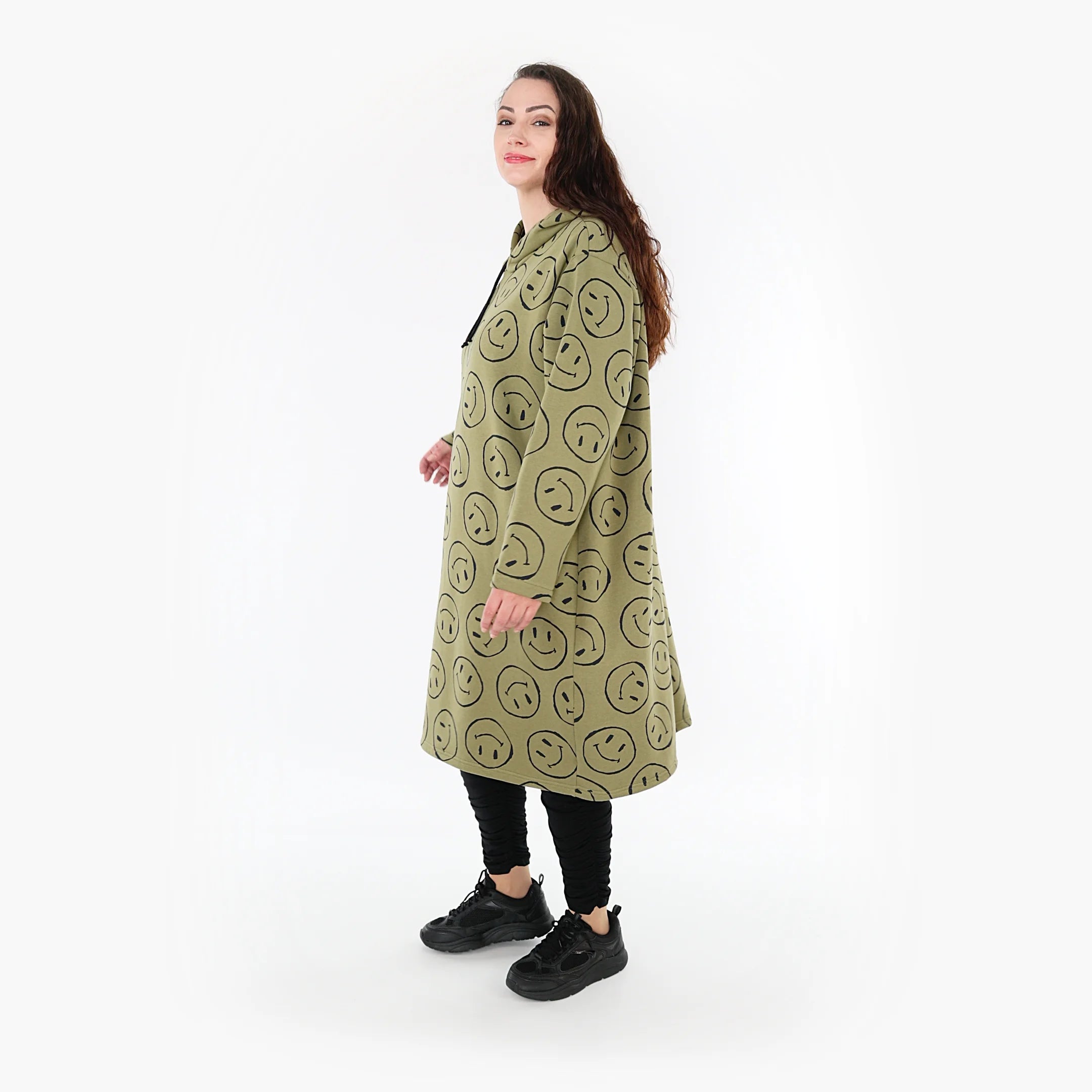  A-Form Bigshirt von AKH Fashion aus Baumwolle, 1361.06989, Olive-Schwarz, Schick, Modern