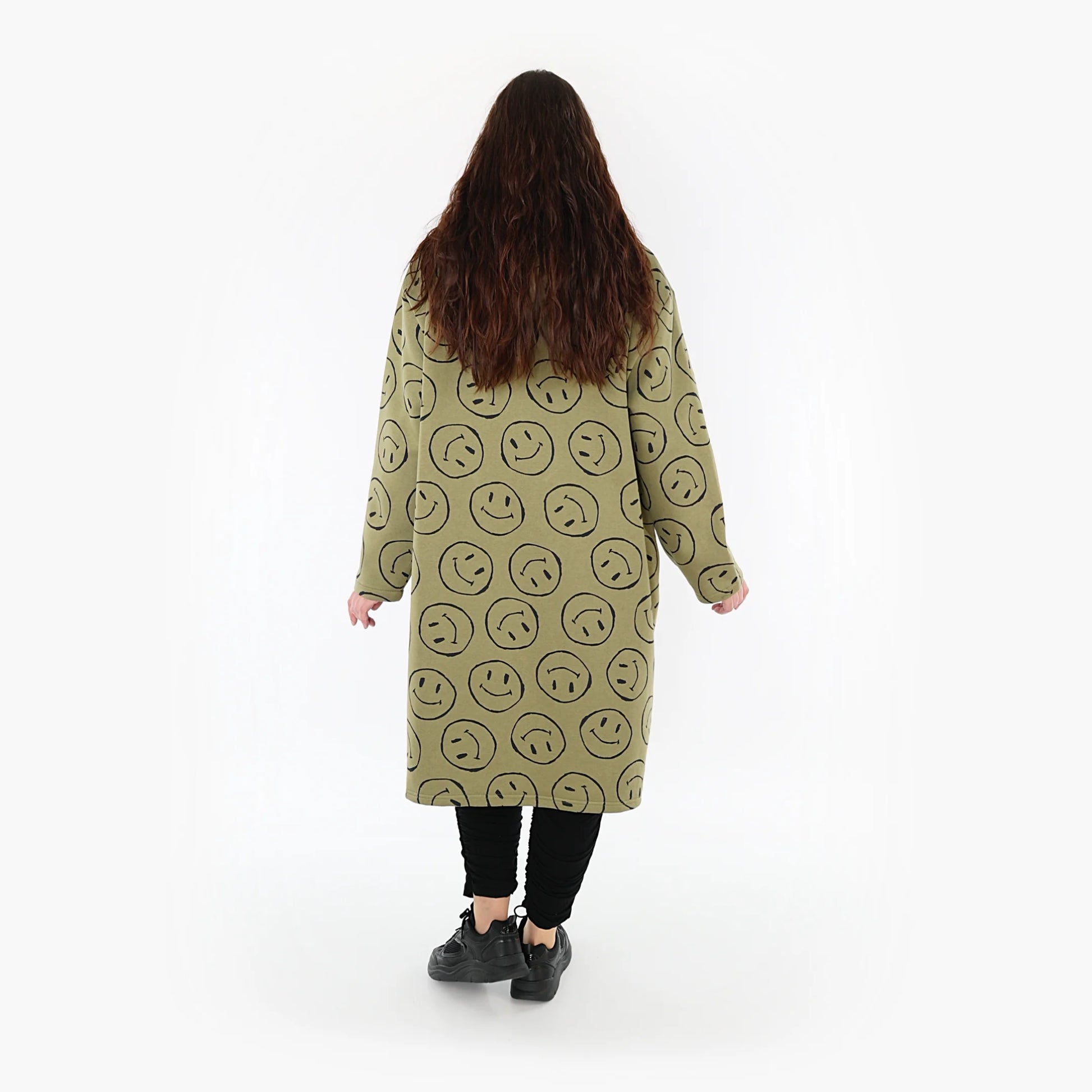  A-Form Bigshirt von AKH Fashion aus Baumwolle, 1361.06989, Olive-Schwarz, Unifarben, Schick