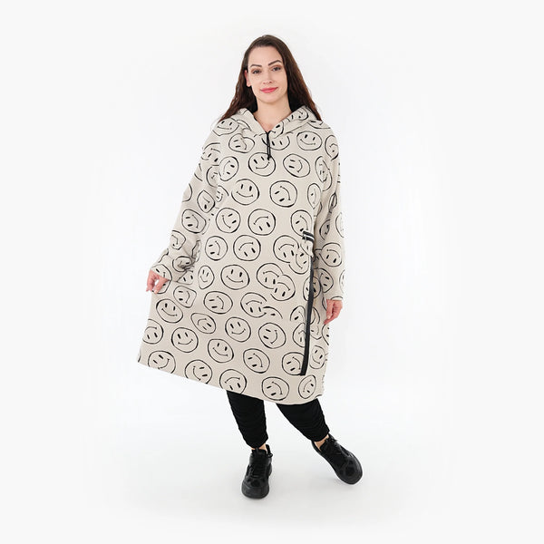  A-Form Bigshirt von AKH Fashion aus Baumwolle, 1361.06989, Beige-Schwarz, Schick, Modern