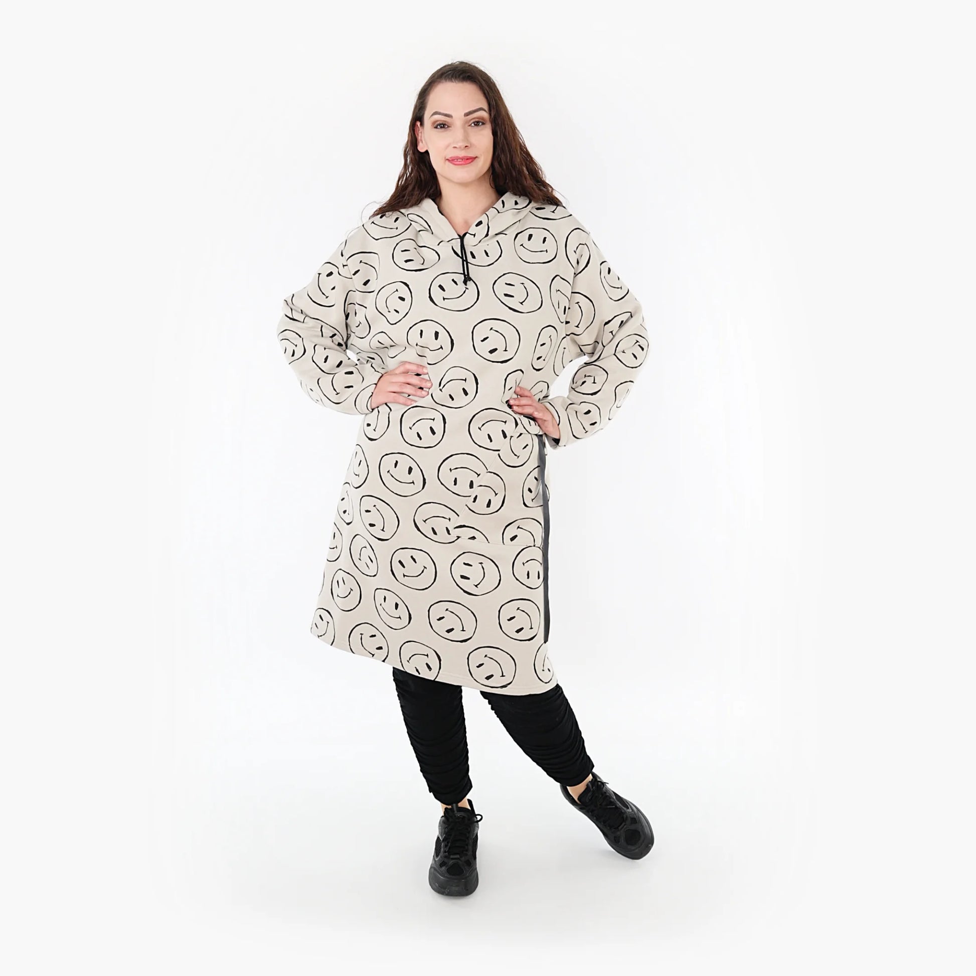  A-Form Bigshirt von AKH Fashion aus Baumwolle, 1361.06989, Beige-Schwarz, Unifarben, Schick