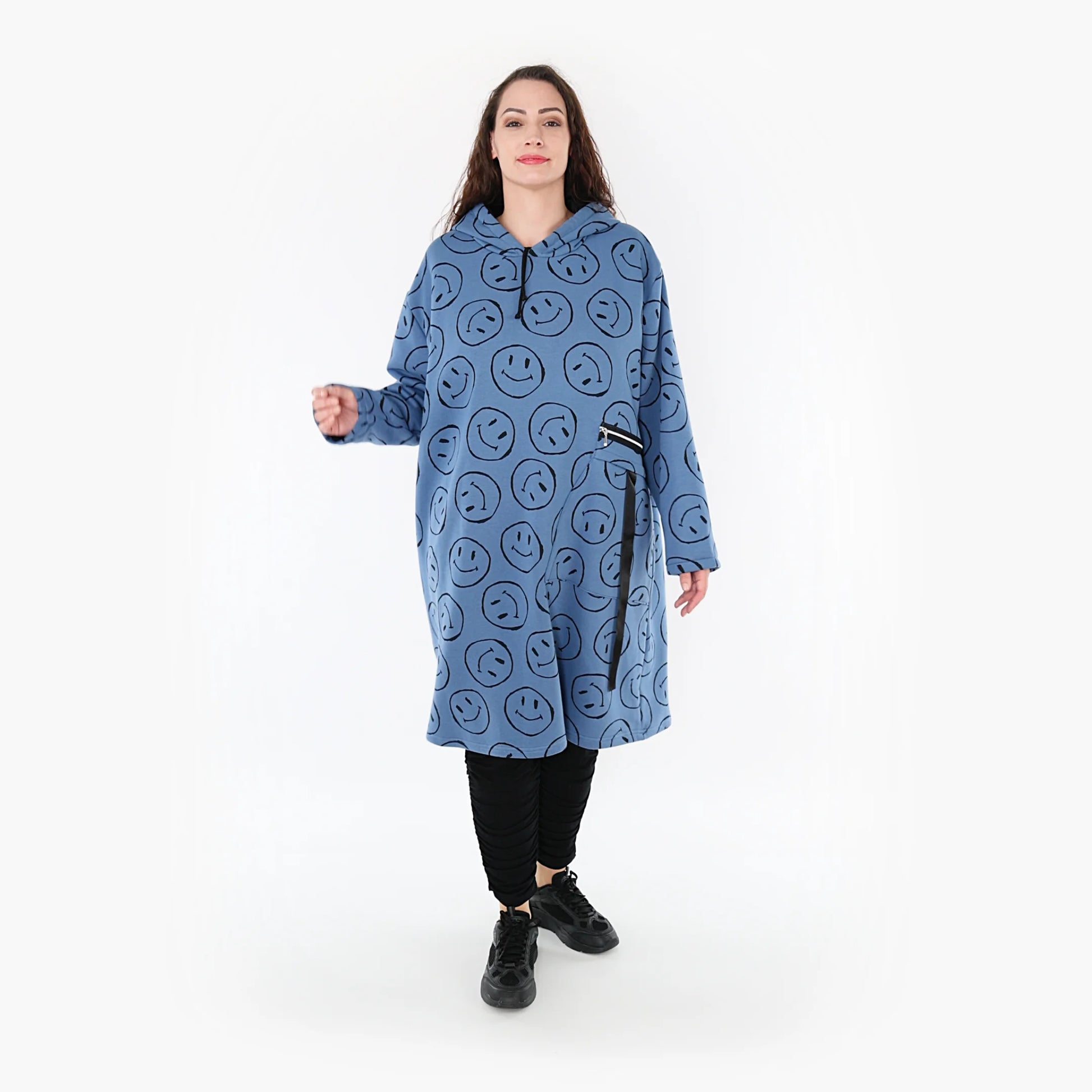  A-Form Bigshirt von AKH Fashion aus Baumwolle, 1361.06989, Jeansblau-Schwarz, Schick, Modern