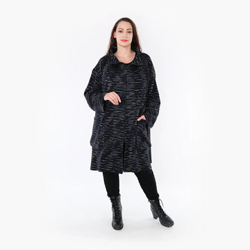 Coat from AKH Fashion made of cotton in a high-low design, 1367.02276, Black-Blue-White 