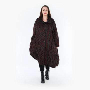 Balloon coat by AKH Fashion made of cotton, 1367.03023, Black-Green-Red, Chic, Modern 