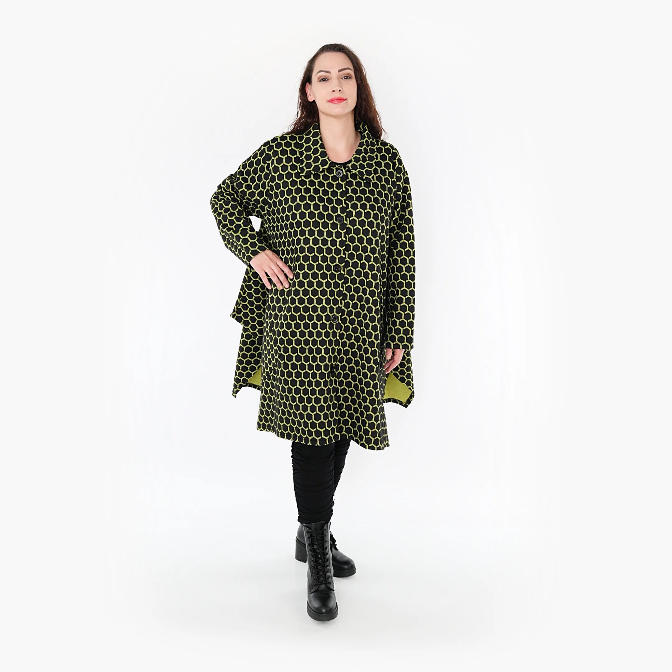  Ballonjacke von AKH Fashion aus Materialmix, 1365.06864, Schwarz-Lime, Raute, Schick