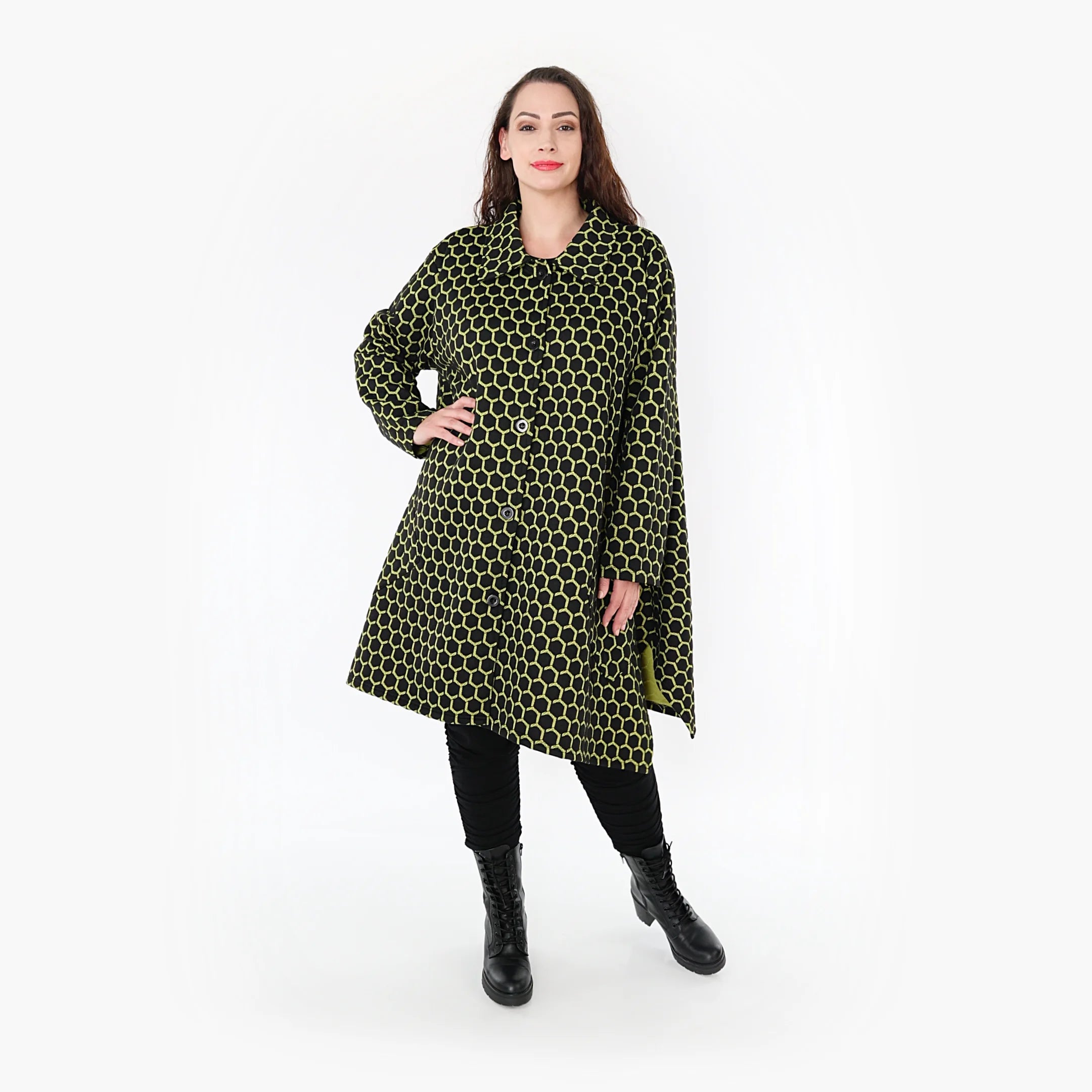  Ballonjacke von AKH Fashion aus Materialmix, 1365.06864, Schwarz-Lime, Raute, Schick