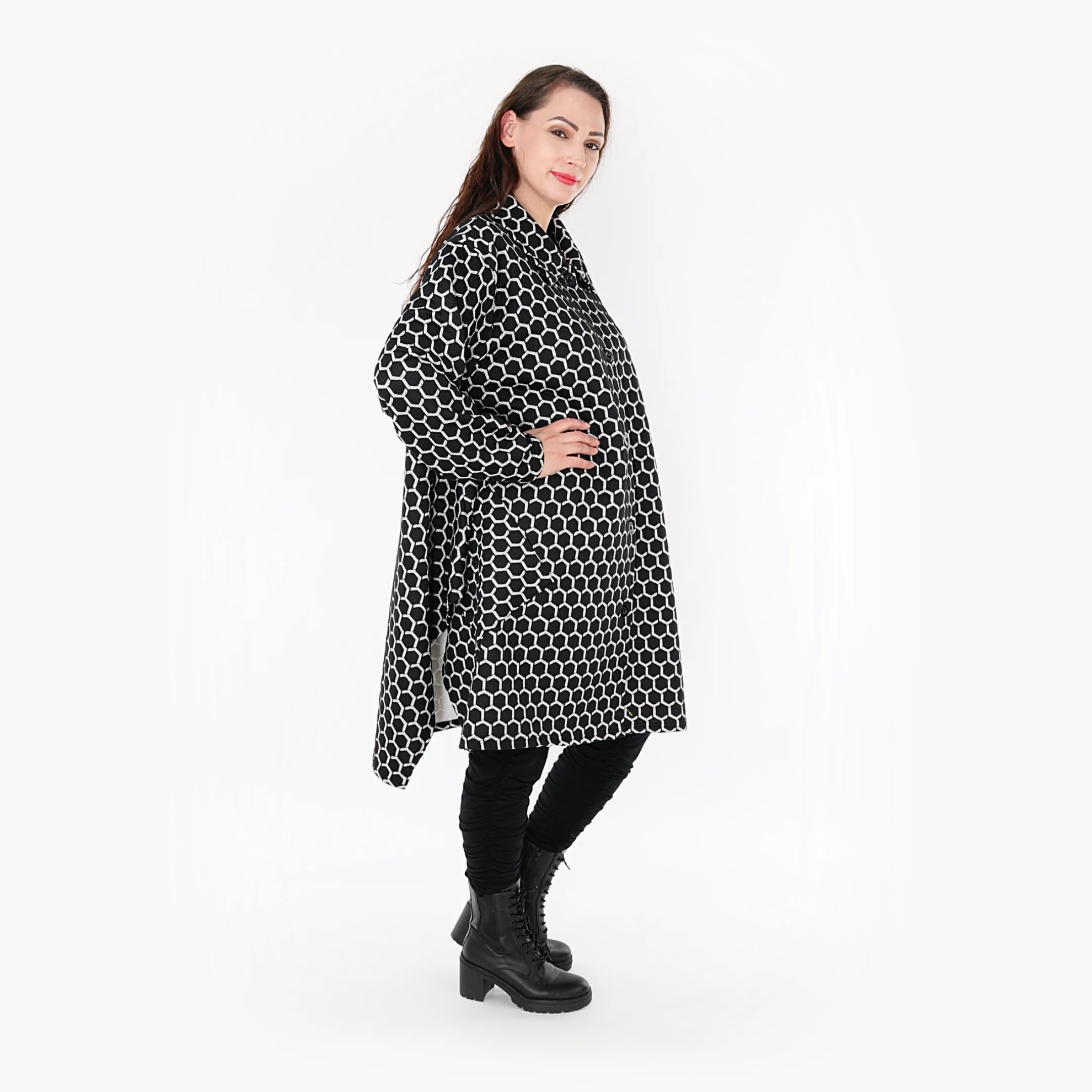  Ballonjacke von AKH Fashion aus Materialmix, 1365.06864, Schwarz-Weiß, Raute, Schick