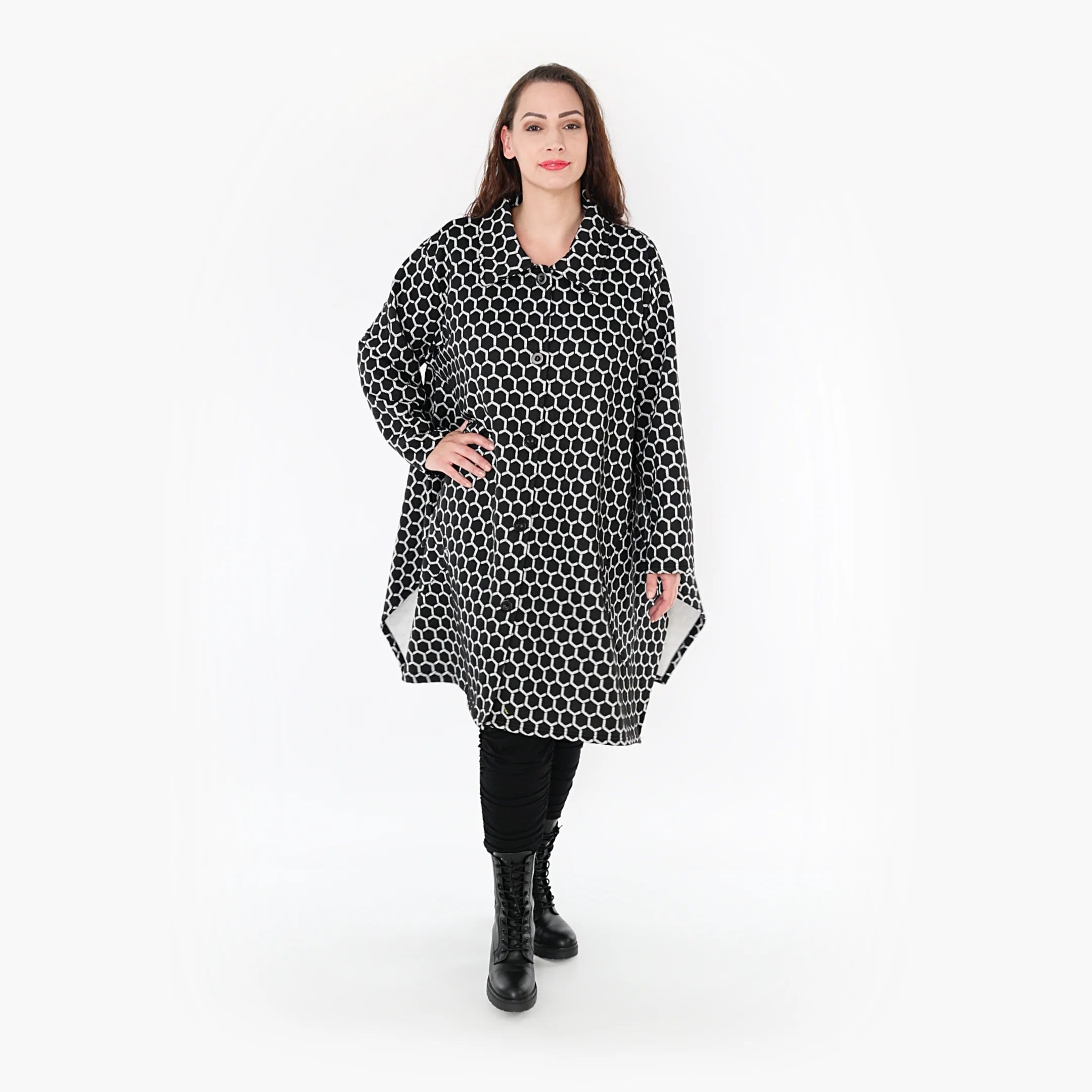  Ballonjacke von AKH Fashion aus Materialmix, 1365.06864, Schwarz-Weiß, Raute, Schick