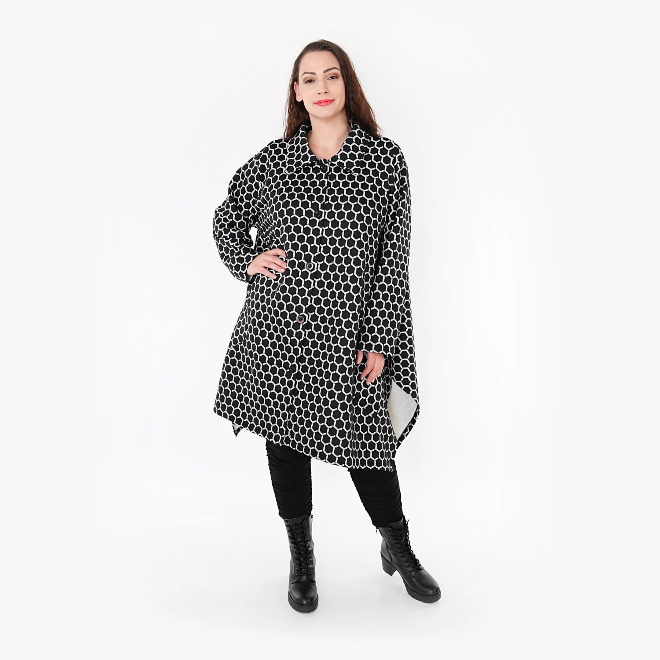  Ballonjacke von AKH Fashion aus Materialmix, 1365.06864, Schwarz-Weiß, Raute, Schick