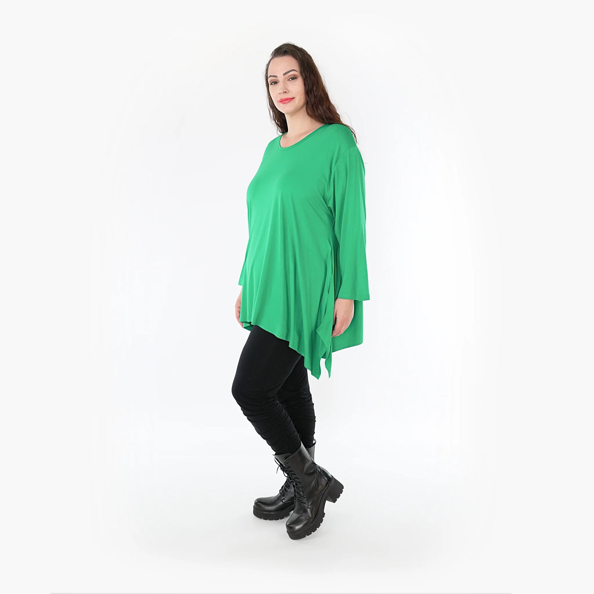  A-Form Shirt von AKH Fashion aus Viskose, 1233.1019L, Grün, Unifarben, Ausgefallen, Modern