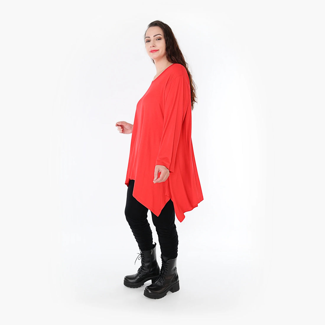  A-Form Shirt von AKH Fashion aus Viskose, 1233.1019L, Rot, Unifarben, Ausgefallen, Modern