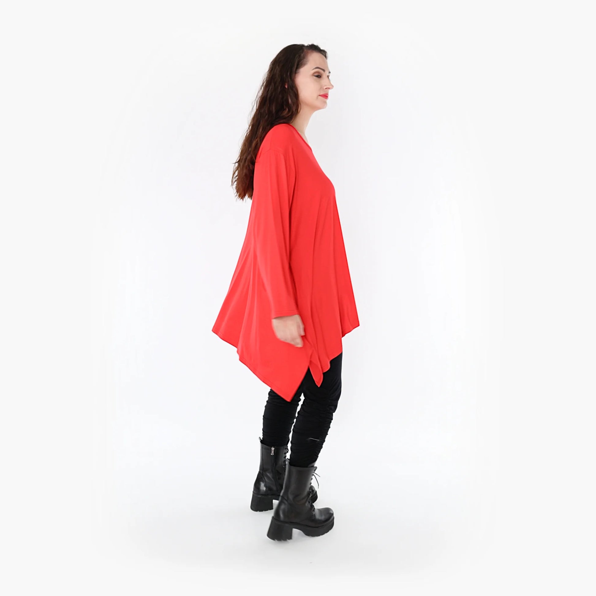  A-Form Shirt von AKH Fashion aus Viskose, 1233.1019L, Rot, Unifarben, Ausgefallen, Modern