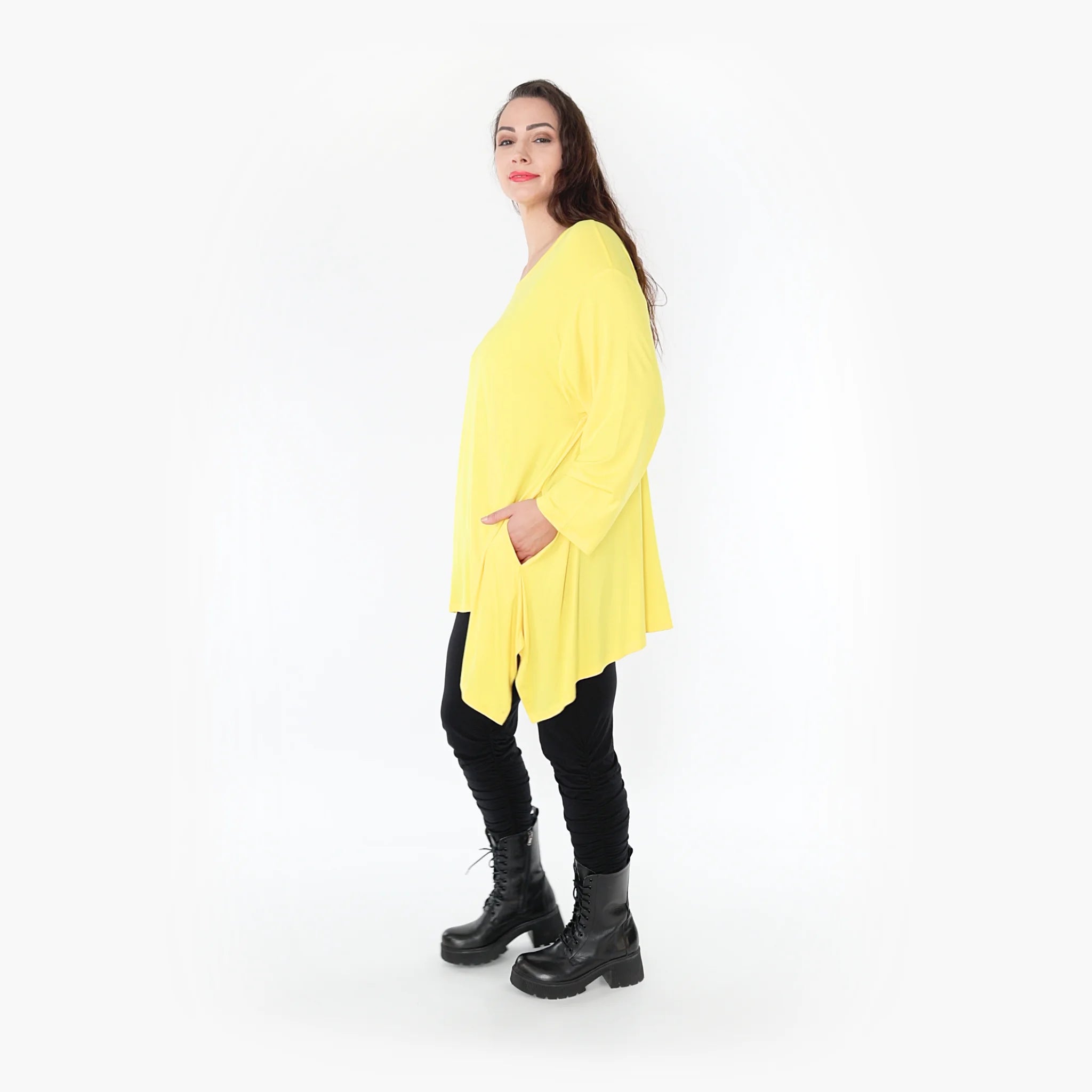  A-Form Shirt von AKH Fashion aus Viskose, 1233.1019L, Gelb, Schick, Modern, Bequem