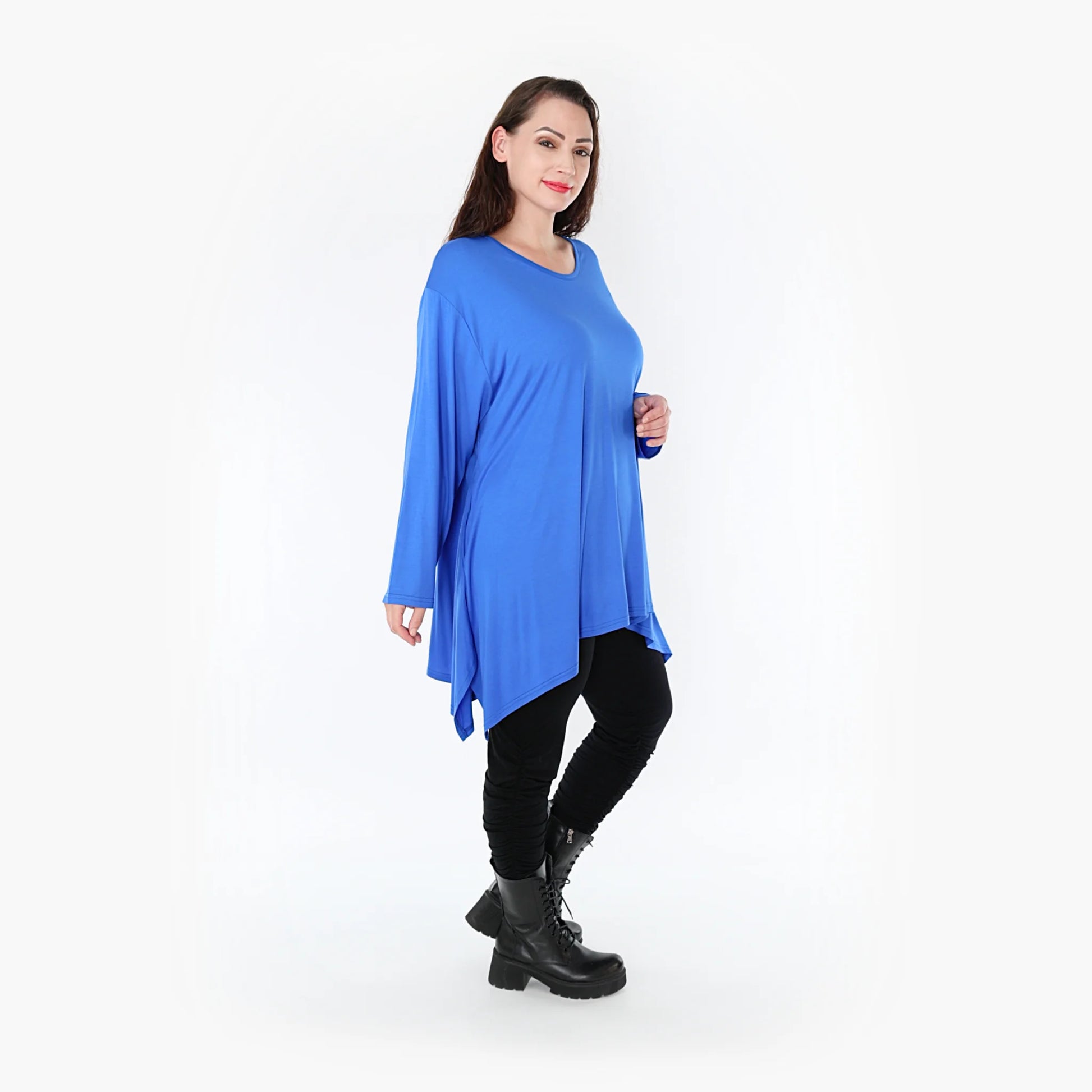  A-Form Shirt von AKH Fashion aus Viskose, 1233.1019L, Royalblau, Unifarben, Ausgefallen