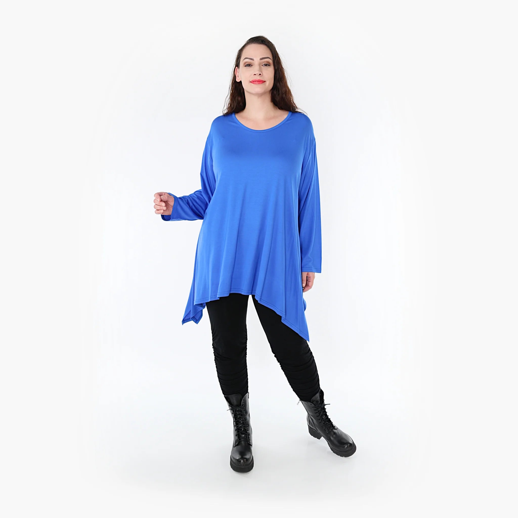  A-Form Shirt von AKH Fashion aus Viskose, 1233.1019L, Royalblau, Unifarben, Ausgefallen