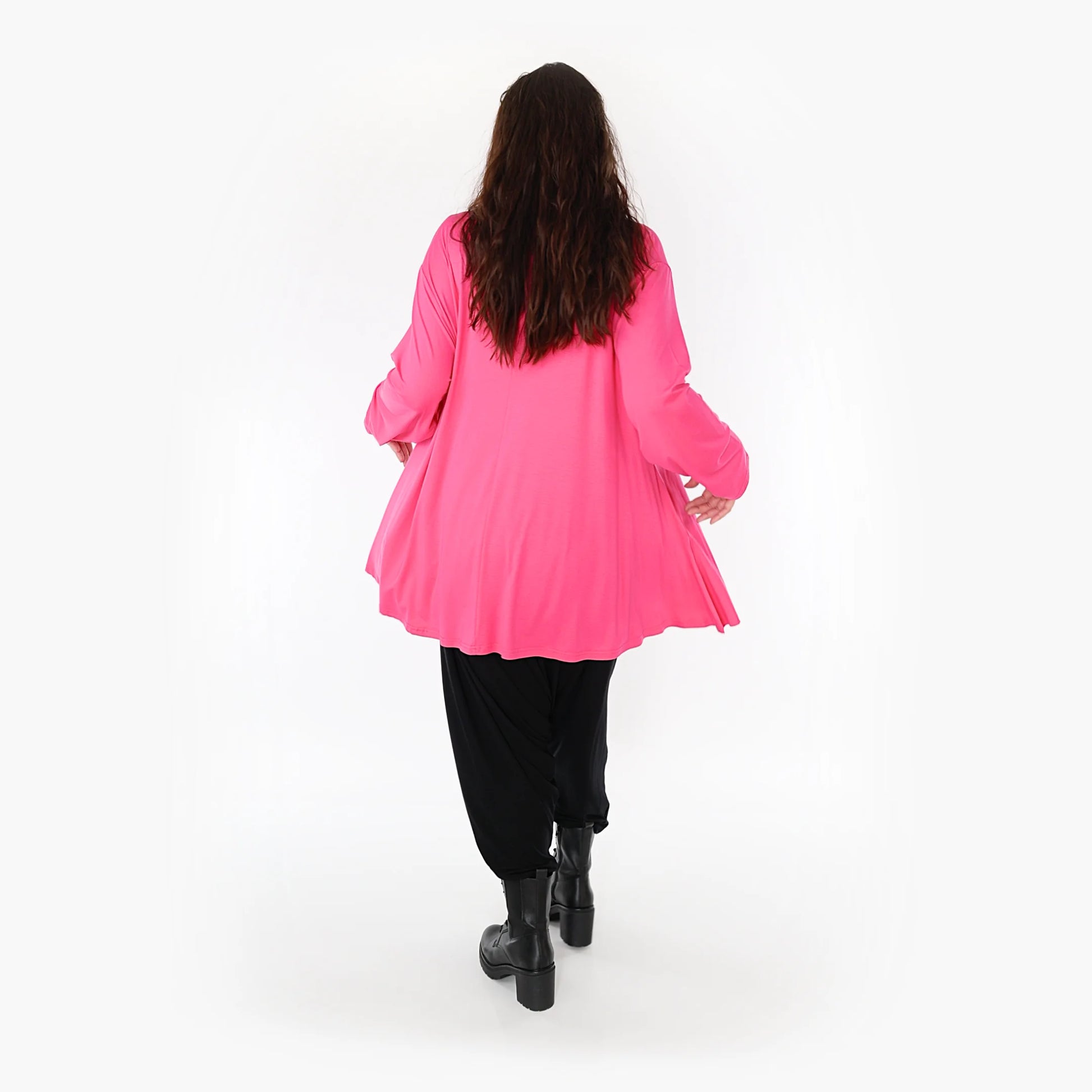  Shirt von AKH Fashion aus Viskose in Glocken-Form, 1233.1892L, Fuchsia, Unifarben, Schick