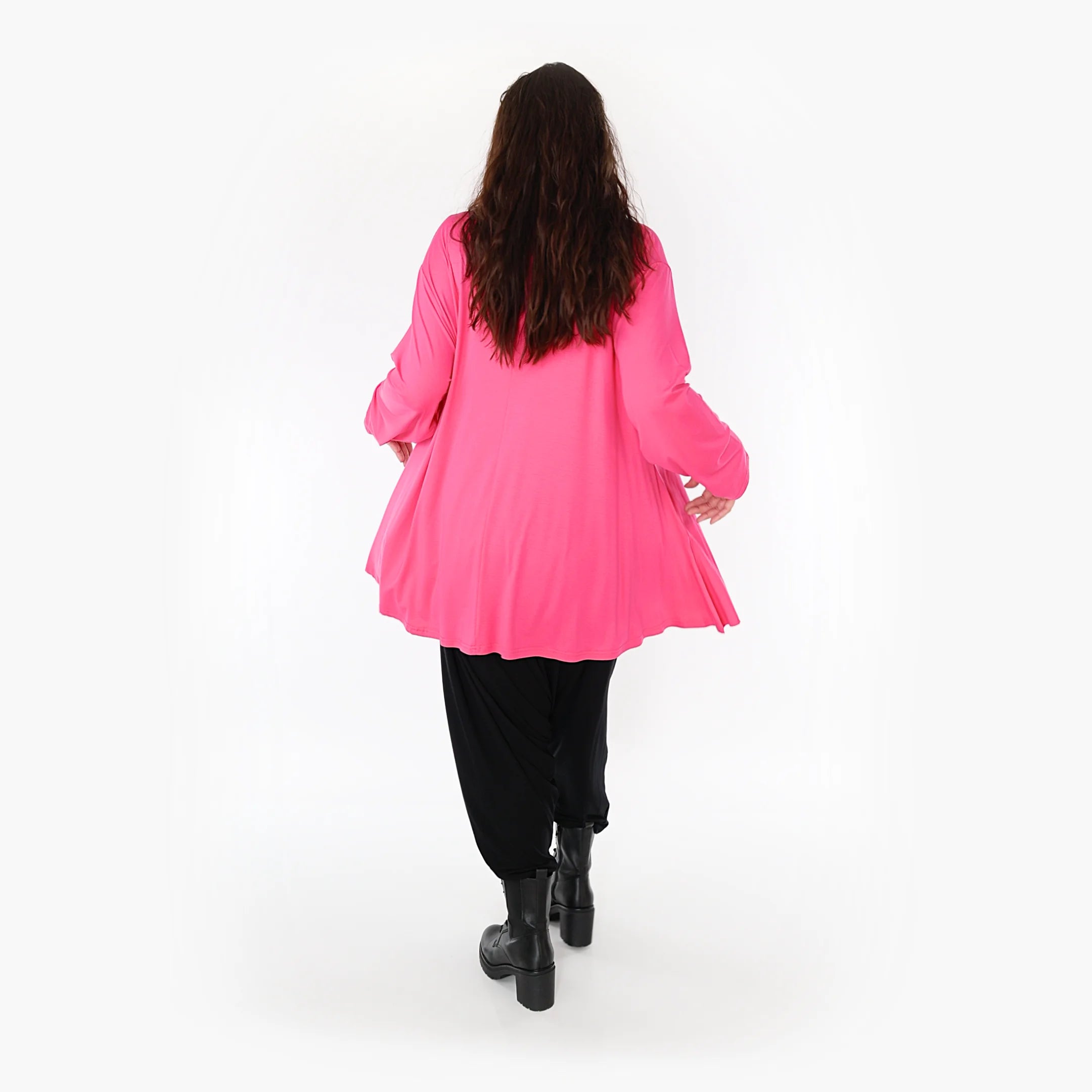  AKH Fashion Shirt in Glocken-Form, aus Viskose, 1233.1892L, Fuchsia, Schick, Modern