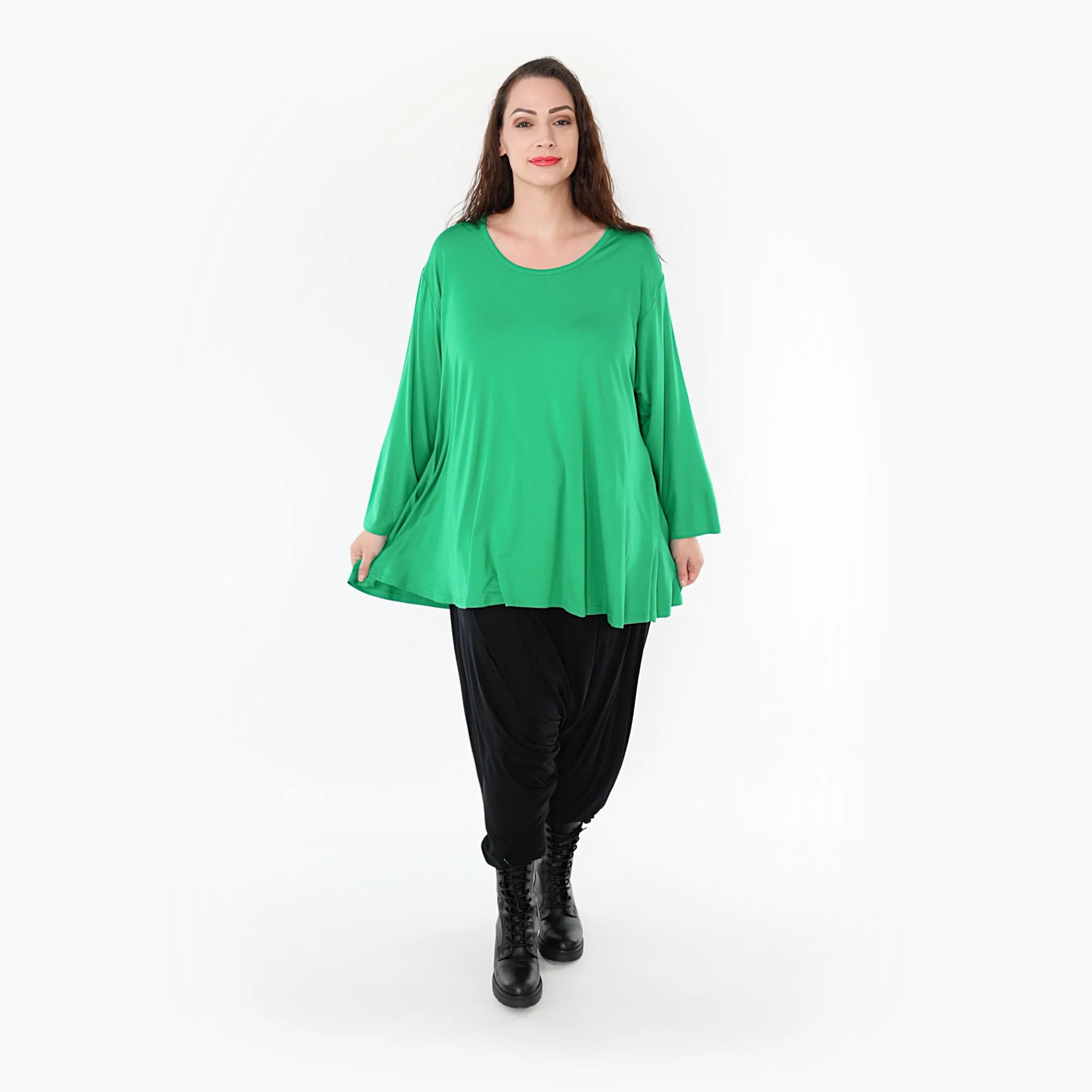  AKH Fashion Shirt in Glocken-Form, aus Viskose, 1233.1892L, Grün, Schick, Modern, Bequem