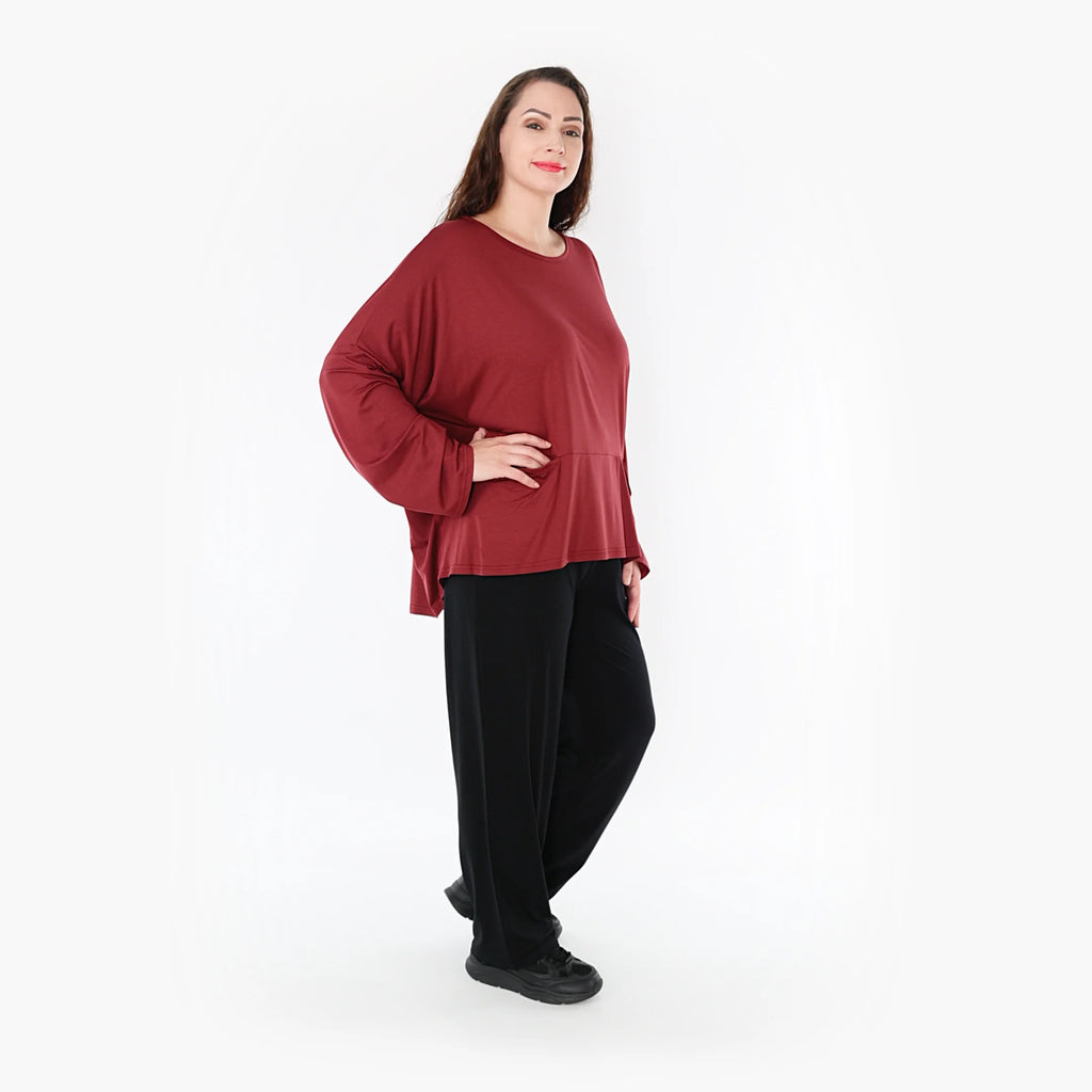  AKH Fashion Bigshirt in kastiger Form, aus Viskose, 1233.6888L, Burgundy, Schick, Modern