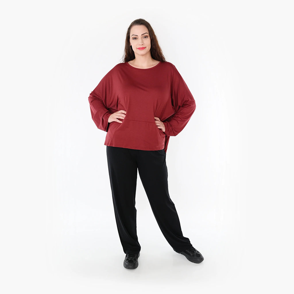  AKH Fashion Bigshirt in kastiger Form, aus Viskose, 1233.6888L, Burgundy, Schick, Modern
