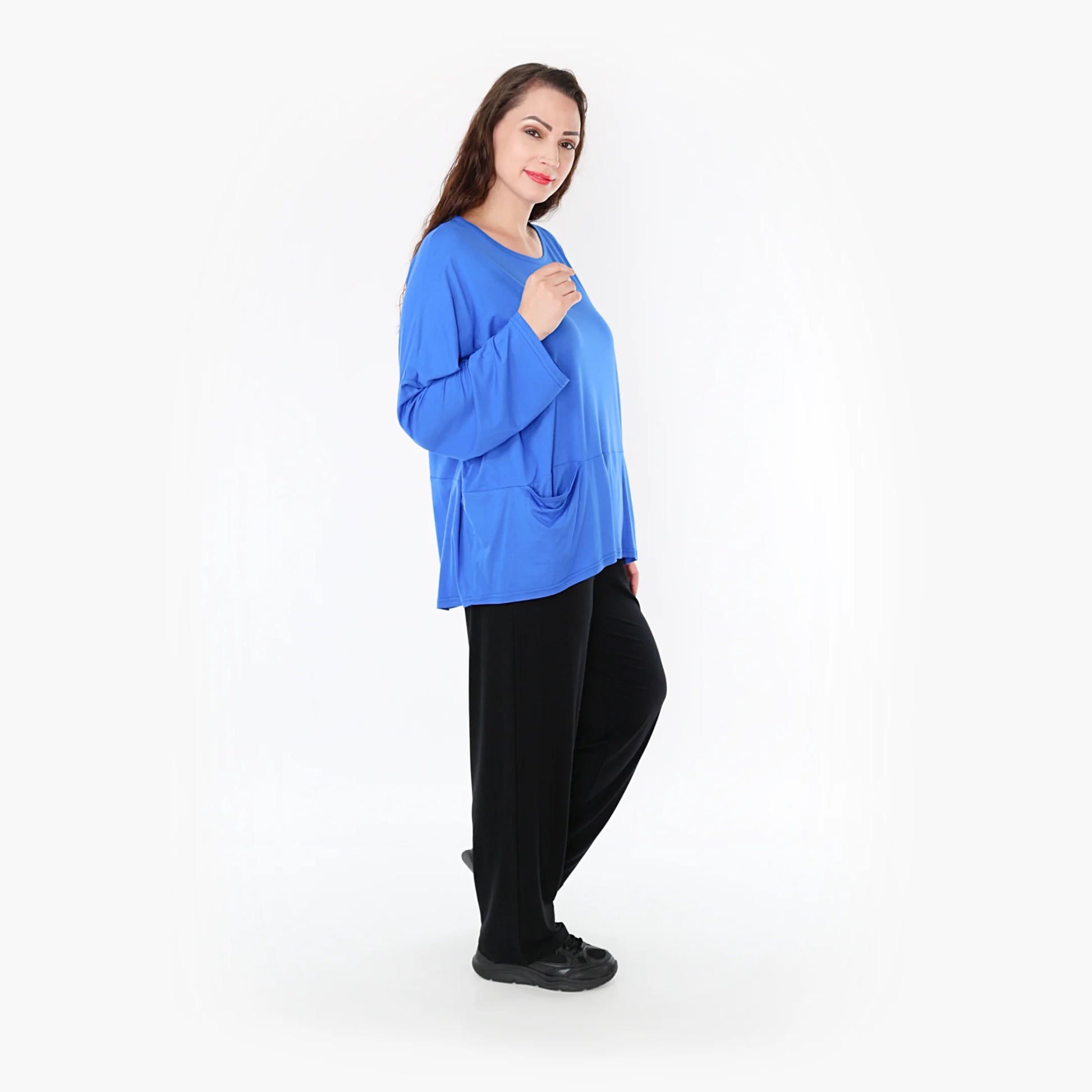  Bigshirt von AKH Fashion aus Viskose in kastiger Form, 1233.6888L, Royalblau, Schick, Modern