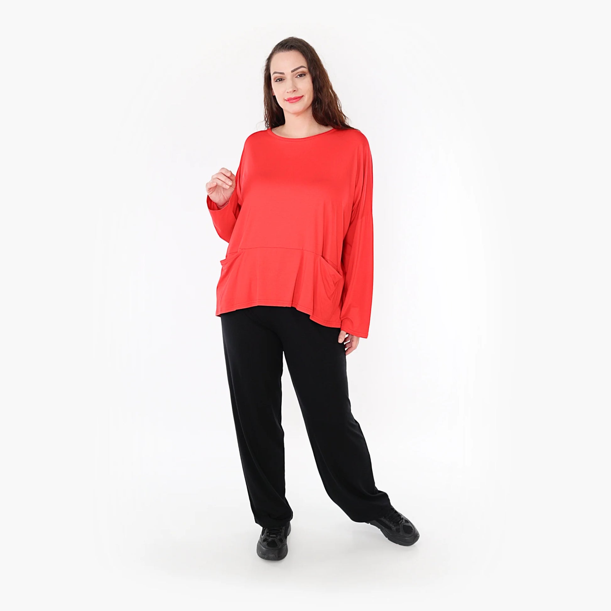  Bigshirt von AKH Fashion aus Viskose in kastiger Form, 1233.6888L, Rot, Unifarben, Schick