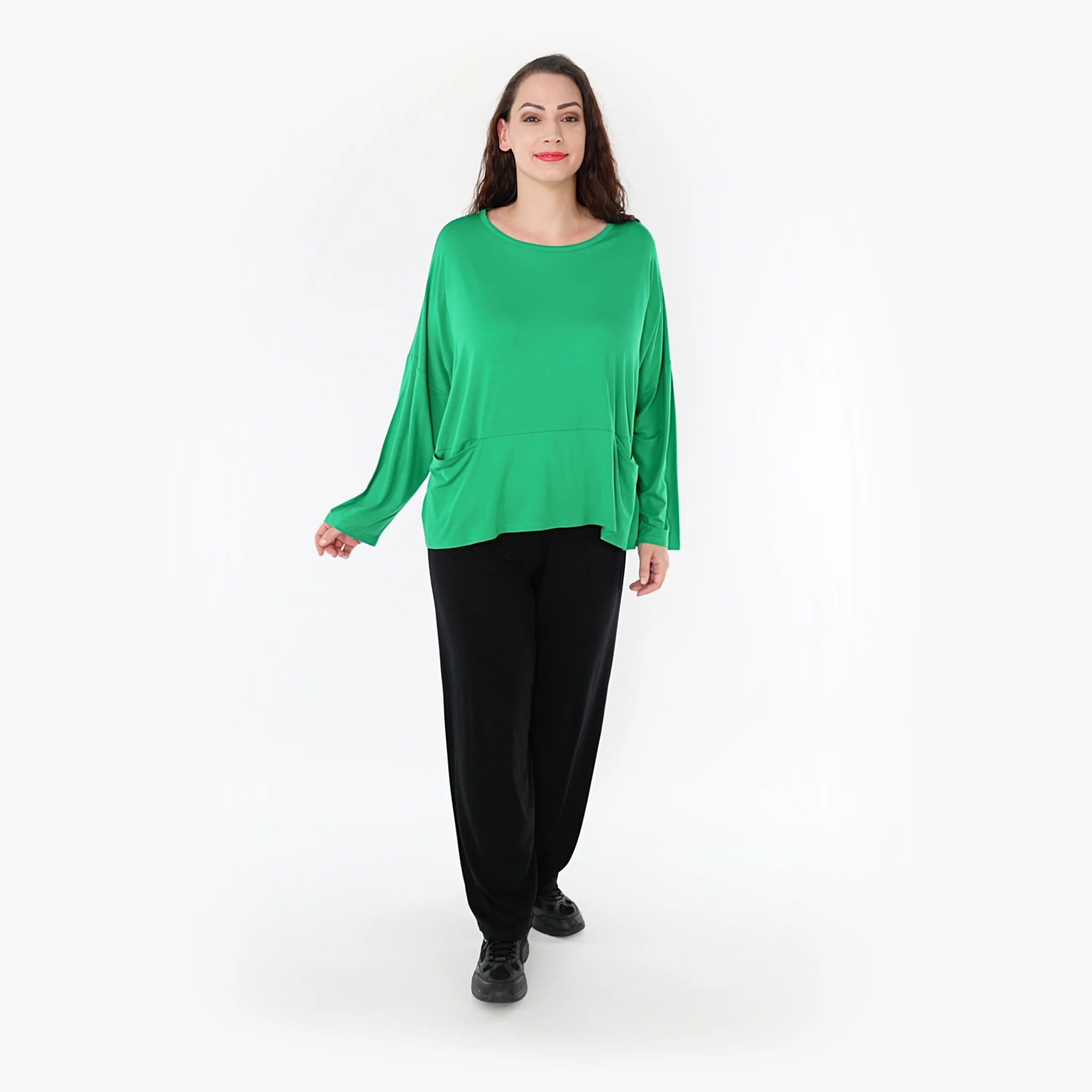  AKH Fashion Bigshirt in kastiger Form, aus Viskose, 1233.6888L, Grün, Schick, Modern, Bequem