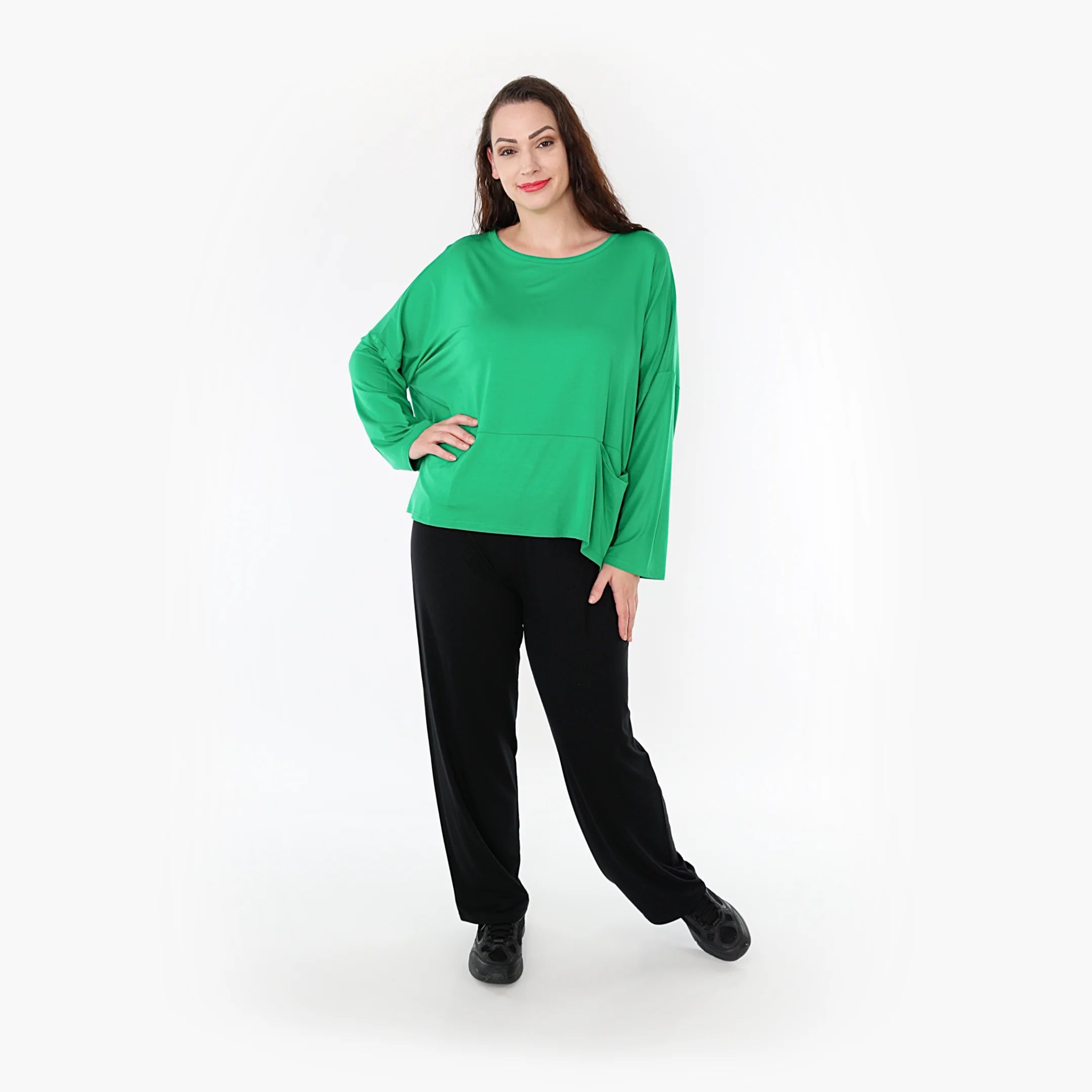 AKH Fashion Bigshirt in kastiger Form, aus Viskose, 1233.6888L, Grün, Schick, Modern, Bequem