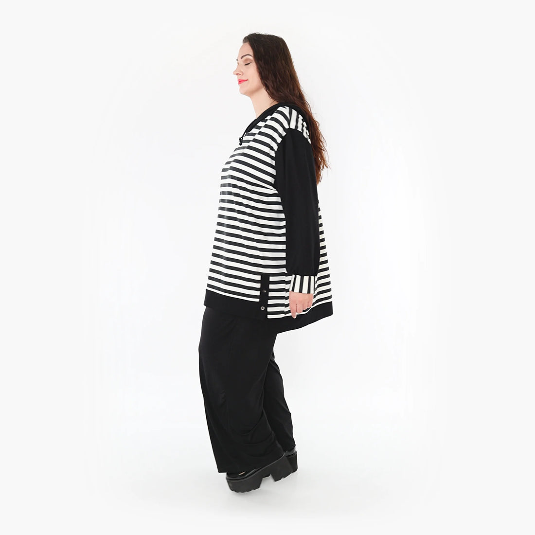 Bigshirt from AKH Fashion made of viscose in a straight shape, 1366.06988, Black-White, Unusual 