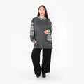  A-Form Bigshirt von AKH Fashion aus Viskose, 1366.06987, Grau-Weiß, Schick, Modern, Bequem