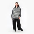  AKH Fashion Bigshirt in gerader Form, aus Viskose, 1366.06988, Grau-Weiß, Schick, Modern