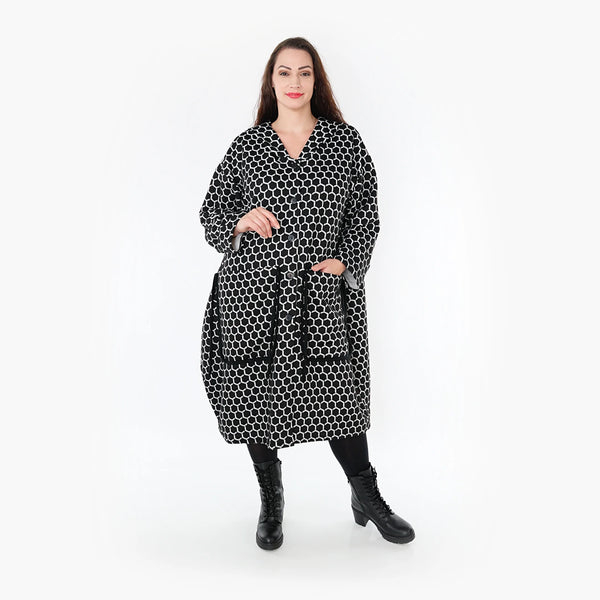  Ballonmantel von AKH Fashion aus Materialmix, 1365.06986, Schwarz-Weiß, Raute, Schick