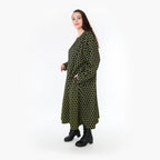  Ballonkleid von AKH Fashion aus Materialmix, 1365.06984, Schwarz-Lime, Raute, Schick