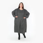  Ballonkleid von AKH Fashion aus Materialmix, 1365.06984, Schwarz-Weiß, Raute, Schick