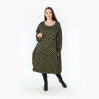  Ballonkleid von AKH Fashion aus Materialmix, 1365.06859, Schwarz-Lime, Raute, Schick