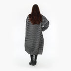  Ballonkleid von AKH Fashion aus Materialmix, 1365.06859, Schwarz-Weiß, Raute, Schick