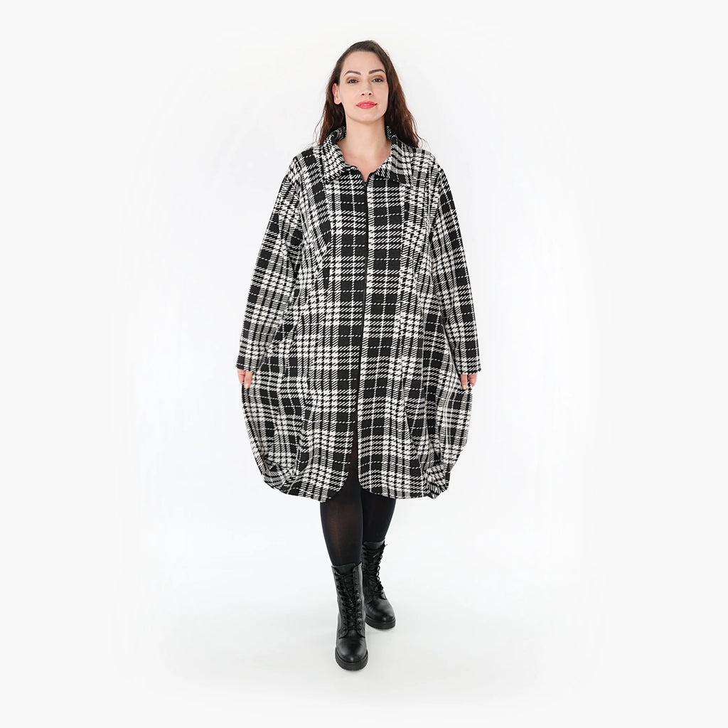  Ballonmantel von AKH Fashion aus Baumwolle, 1362.01424, Weiß-Schwarz, Schick, Modern