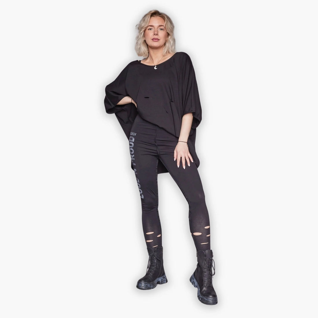  Leggings von Loud N Proud aus Baumwolle in gerader Form, LNP012, Schwarz, Schick, Modern