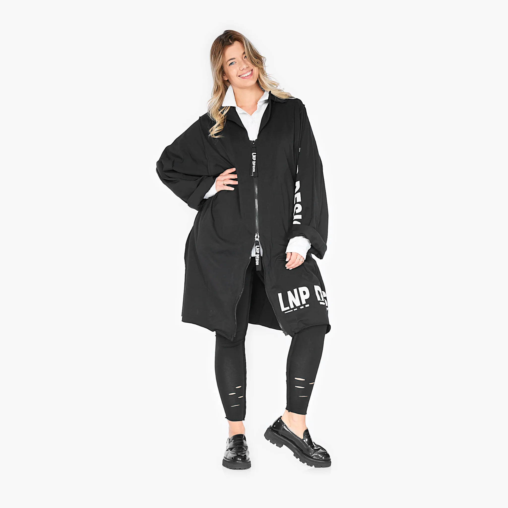  A-Form Jacke von Loud N Proud aus Baumwolle, LNP204, Schwarz, Schick, Modern, Bequem